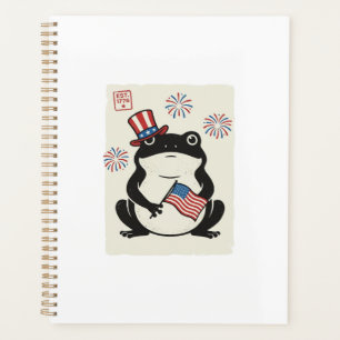 Patriotischer Frosch Vintage-Stich Vektor Kunst_1 Planer