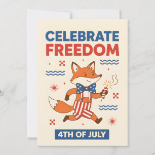 Patriotischer Fuchs feiert Freiheit 4. Juli USA Feiertagskarte