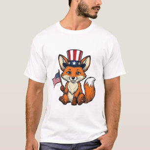 Patriotischer Fuchs Vintage Gravur Shirt Design_1