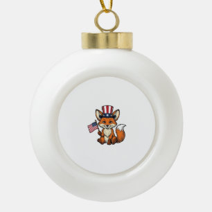 Patriotischer Fuchs Vintage Gravur Shirt Design_1 Keramik Kugel-Ornament