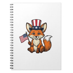 Patriotischer Fuchs Vintage-Gravur-Shirt-Design_1 Notizblock