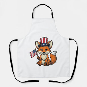Patriotischer Fuchs Vintage-Gravur-Shirt-Design_1 Schürze