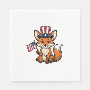 Patriotischer Fuchs Vintage Gravur Shirt Design_1 Serviette