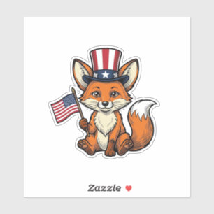 Patriotischer Fuchs Vintage-Stickerei-Shirt-Design Aufkleber