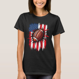Patriotischer Fußball 4. Juli Amerikanische Flagge T-Shirt