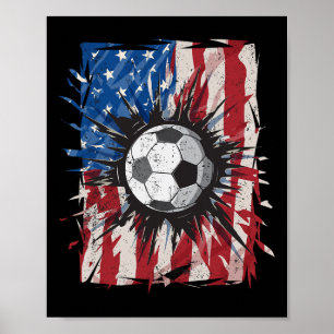 Patriotischer Fußball 4. Juli Männer USA Amerikani Poster