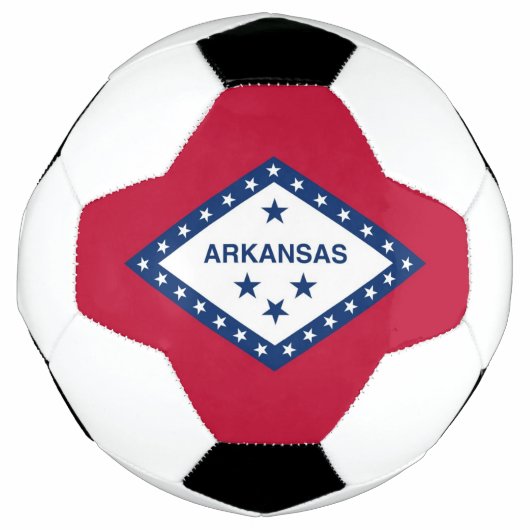 Patriotischer Fußballball mit Flagge von Arkansas, Fußball (Vorderseite)