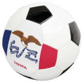 Patriotischer Fußballball mit Flagge von Iowa, USA Fußball (Dreiviertel)