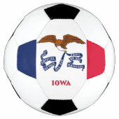 Patriotischer Fußballball mit Flagge von Iowa, USA Fußball (Vorderseite)