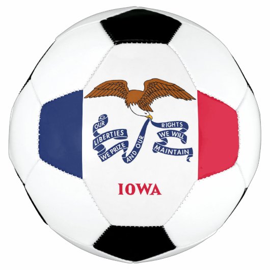 Patriotischer Fußballball mit Flagge von Iowa, USA Fußball (Vorderseite)