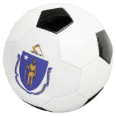 Patriotischer Fußballball mit Flagge von Massachus Fußball (Dreiviertel)