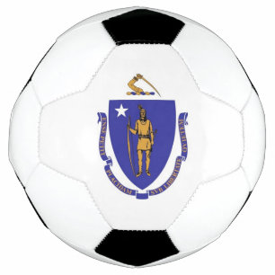 Patriotischer Fußballball mit Flagge von Massachus Fußball