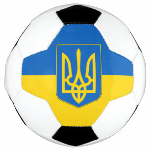 Patriotischer Fußballball mit ukrainischer Flagge Fußball