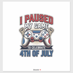 Patriotischer Gamer 4. Juli Vintage Vector Shirt_1 Aufkleber