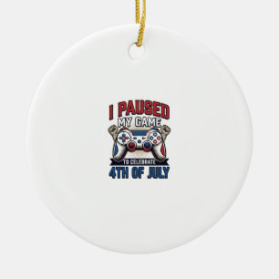 Patriotischer Gamer 4. Juli Vintage Vector Shirt_1 Keramik Ornament