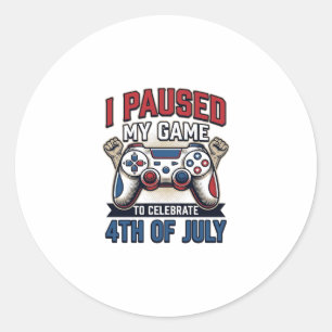 Patriotischer Gamer 4. Juli Vintage Vector Shirt_1 Runder Aufkleber