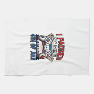 Patriotischer Gamer 4. Juli Vintage Vektor Shirt_1 Geschirrtuch