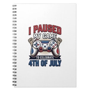 Patriotischer Gamer 4. Juli Vintage-Vektor-Shirt_1 Notizblock