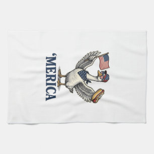 Patriotischer Gans 'Merica Hot Dog Vintage-Shirt D Geschirrtuch