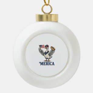 Patriotischer Gans 'Merica Hot Dog Vintage-Shirt D Keramik Kugel-Ornament