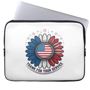 Patriotischer Gänseblümchen-Danke-für-Ihren-Dienst Laptopschutzhülle