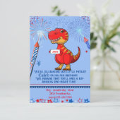 Patriotischer Geburtstag von Dinosaurier, Einladung (Stehend Vorderseite)