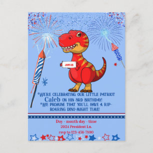 Patriotischer Geburtstag von Dinosaurier, Postkarte