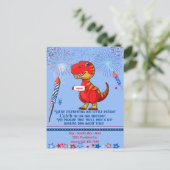 Patriotischer Geburtstag von Dinosaurier, Postkarte (Stehend Vorderseite)