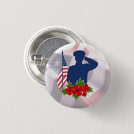 Patriotischer Gedenktag Amerikanischer Soldat Salu Button (Vorne & Hinten)