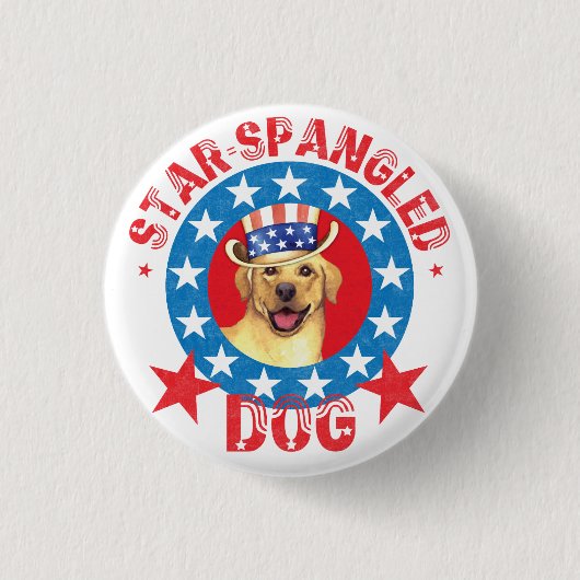 Patriotischer Gelbe Labrador Button (Vorderseite)
