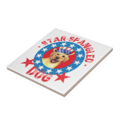 Patriotischer Gelbe Labrador Fliese (Seite)