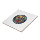 Patriotischer George Washington Reitender T-Rex Am Fliese (Seite)