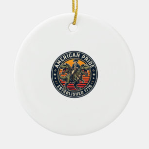 Patriotischer George Washington Reitender T-Rex Am Keramik Ornament