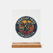 Patriotischer George Washington Reitet T-Rex Ameri Acrylschild (Vorderseite)