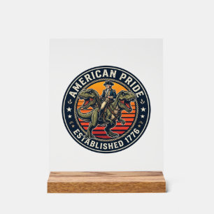 Patriotischer George Washington Reitet T-Rex Ameri Acrylschild