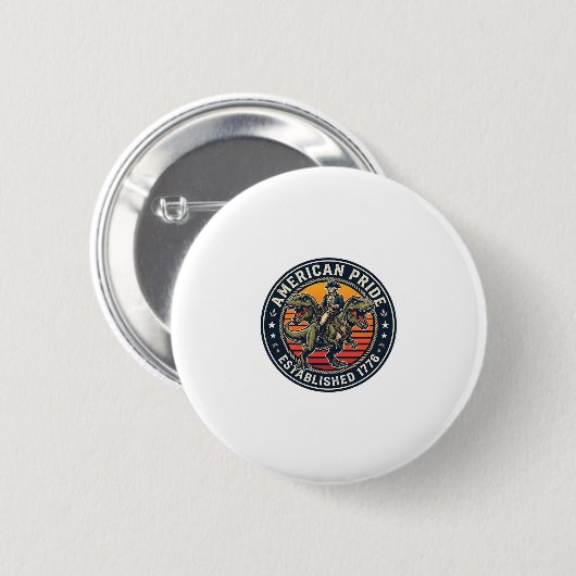 Patriotischer George Washington Reitet T-Rex Ameri Button (Vorne & Hinten)