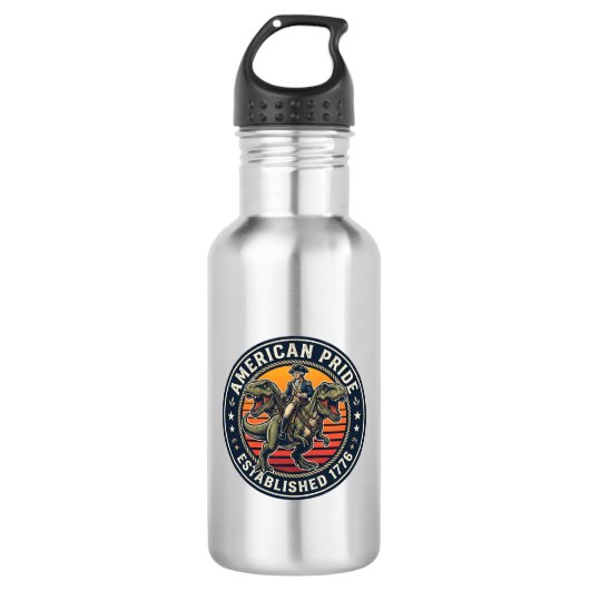 Patriotischer George Washington Reitet T-Rex Ameri Edelstahlflasche (Vorderseite)