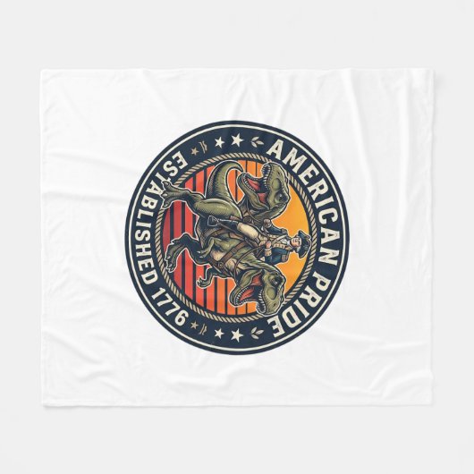 Patriotischer George Washington Reitet T-Rex Ameri Fleecedecke (Vorderseite (Horizontal))
