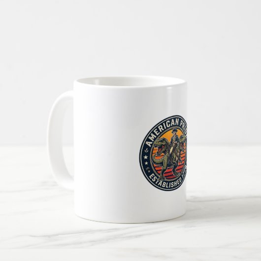 Patriotischer George Washington Reitet T-Rex Ameri Kaffeetasse (Vorderseite Links)