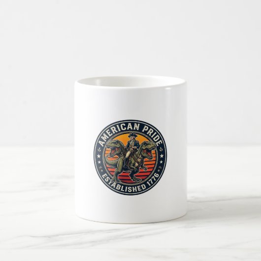 Patriotischer George Washington Reitet T-Rex Ameri Kaffeetasse (Mittel)