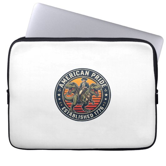Patriotischer George Washington Reitet T-Rex Ameri Laptopschutzhülle (Vorderseite)