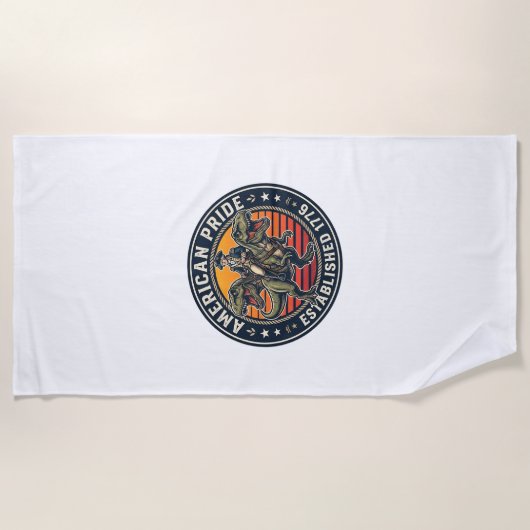 Patriotischer George Washington Reitet T-Rex Ameri Strandtuch (Vorderseite)