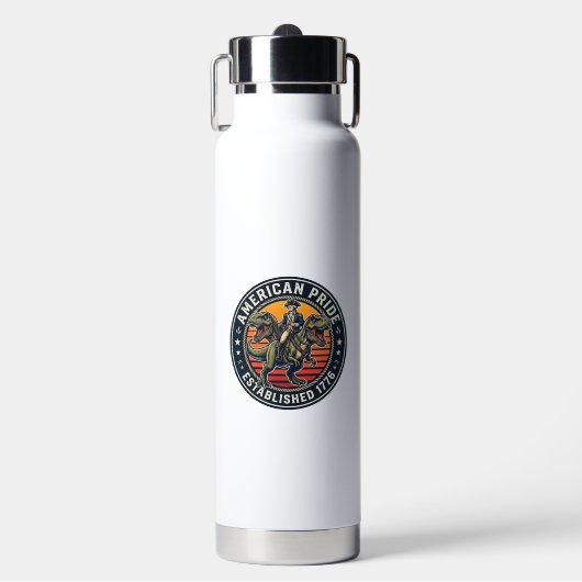 Patriotischer George Washington Reitet T-Rex Ameri Trinkflasche (Vorderseite)