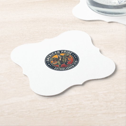 Patriotischer George Washington Reitet T-Rex Ameri Untersetzer (angewinkelt)