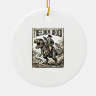 Patriotischer George Washington Reitet T-Rex Freih Keramik Ornament