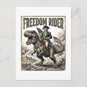 Patriotischer George Washington Reitet T-Rex Freih Postkarte