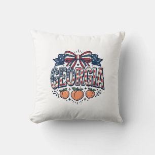 Patriotischer Georgia-Pfirsich-Bogen Vintage 4. Ju Kissen