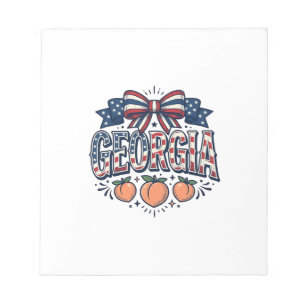 Patriotischer Georgia-Pfirsich-Bogen Vintage 4. Ju Notizblock