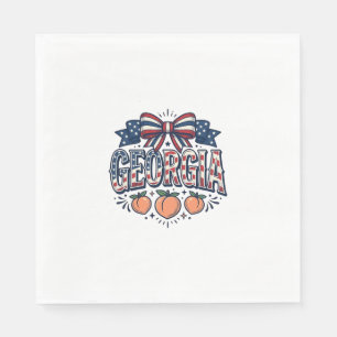 Patriotischer Georgia-Pfirsich-Bogen Vintage 4. Ju Serviette