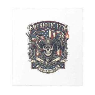 Patriotischer Gesetzloser Totenkopf Sheriff Dunkle Notizblock